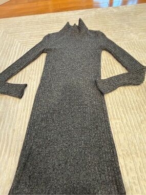 Wilfred Charcoal Ribbed Turtleneck Mini Dress